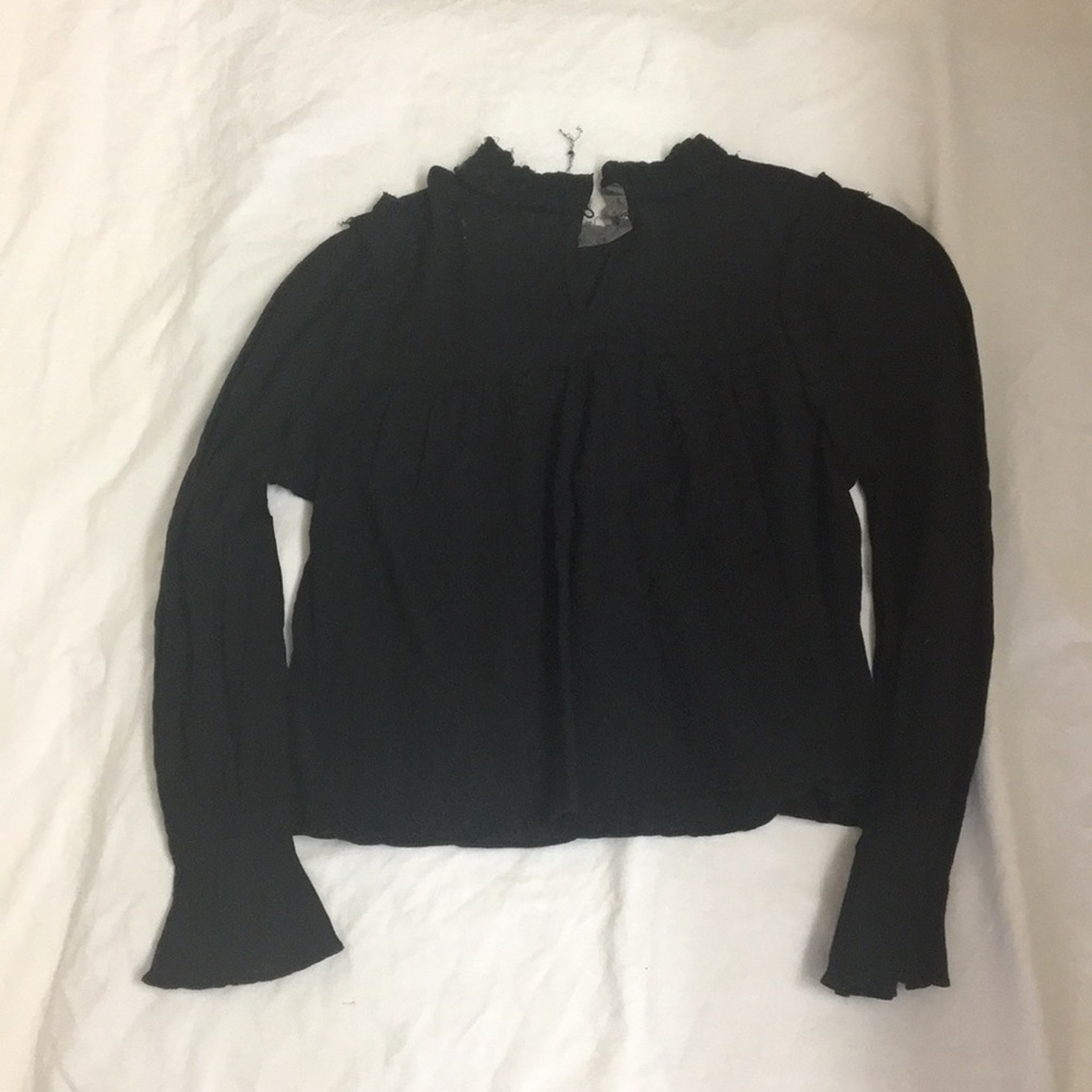 Anthropologie Moon River Black Ruffle Bell Slv XSP - Picture 6 of 6